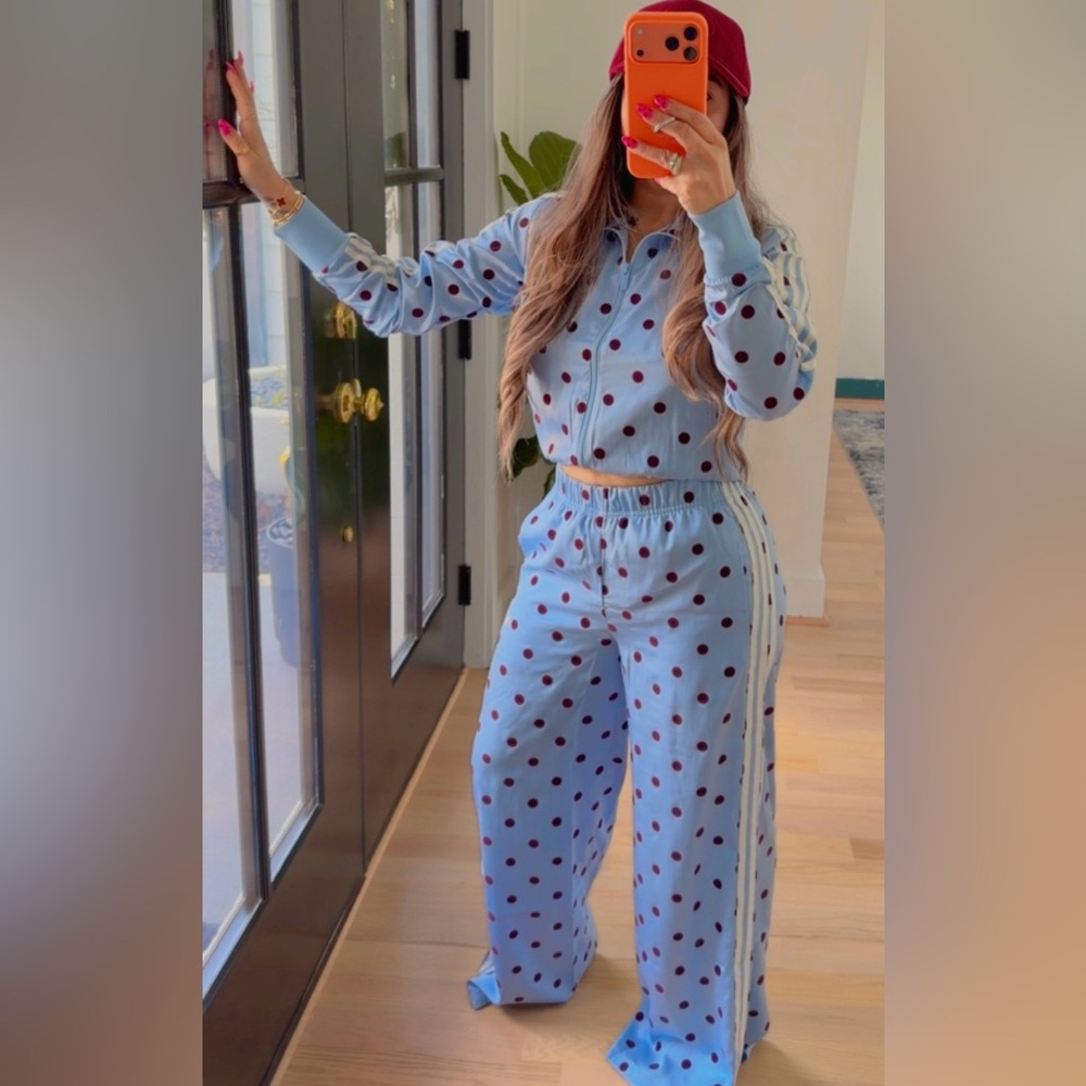 adidas Light Blue and Brown Polka Dot SET
